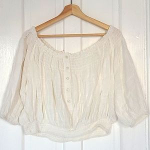 WE THE FREE, Linen Material puff sleeve top
